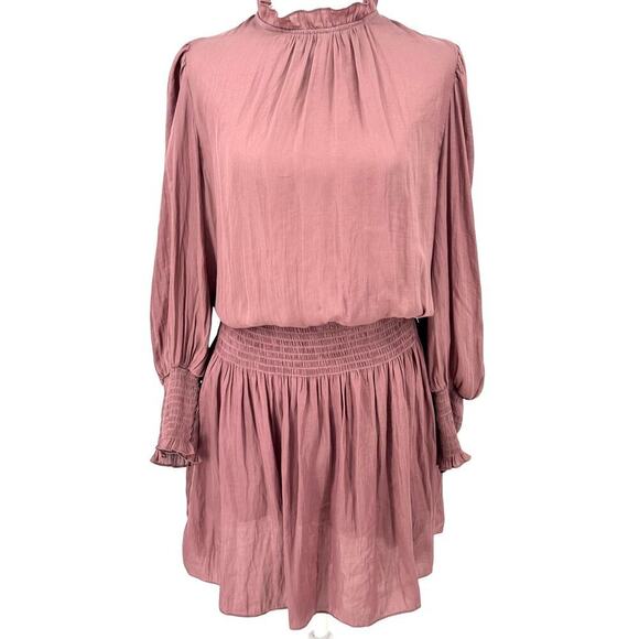 Mustard Seed Mauve Smocked Waist Ruffle Cuff Dress | Size Small - Picture 1 of 9